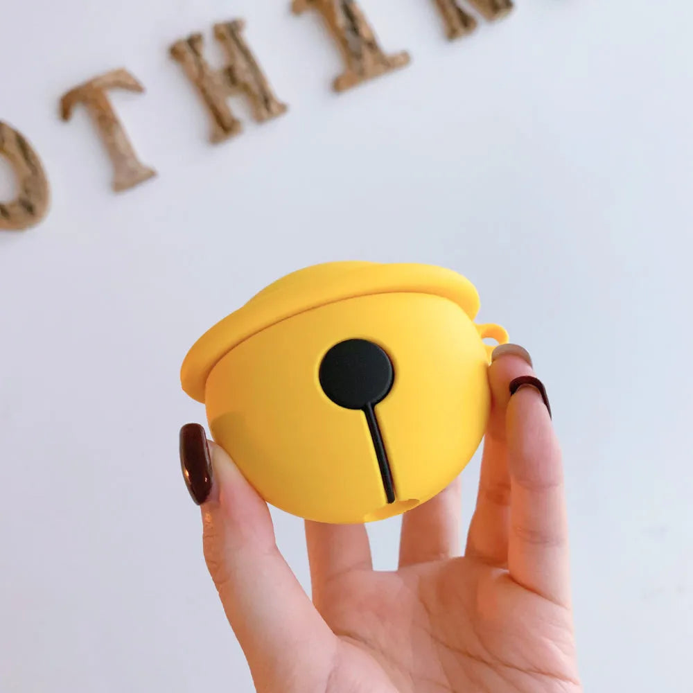 Yellow bell-shaped silicone protective case for Apple AirPods 1st and 2nd generation charging case