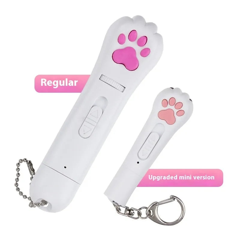 Infrared cat footprints laser toy with purple patterns and red money line on plastic teasing stick