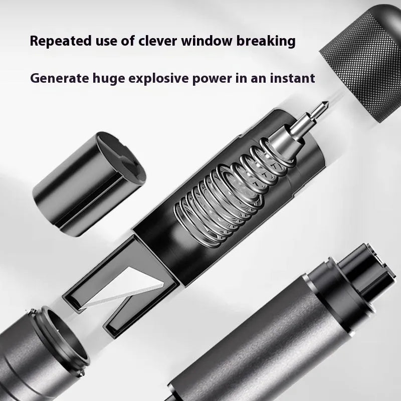 Gun grey car safety hammer with window breaker and seatbelt cutter on aluminium alloy body