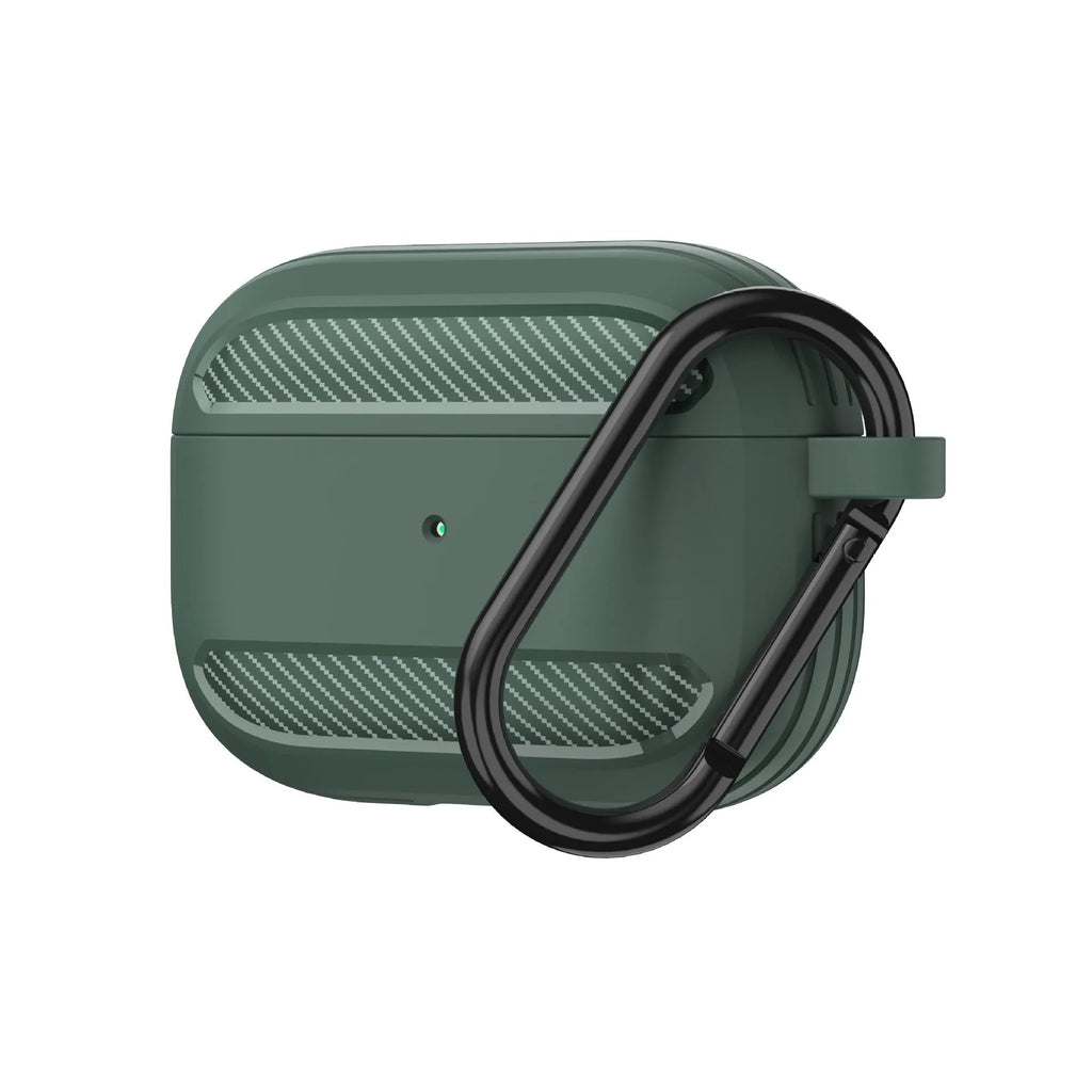 Carbon fibre pattern TPU clamshell case for AirPods in black