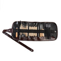 27-piece pottery clay tool set with stainless steel, wood, and plastic tools in a brown roll package.