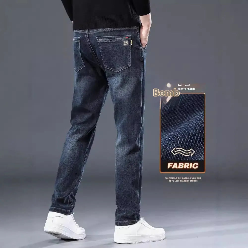 Men's slim straight casual trousers in street fashion style with micro elasticity