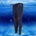 Men's black and grey line nylon cropped swimming trunks laid flat.