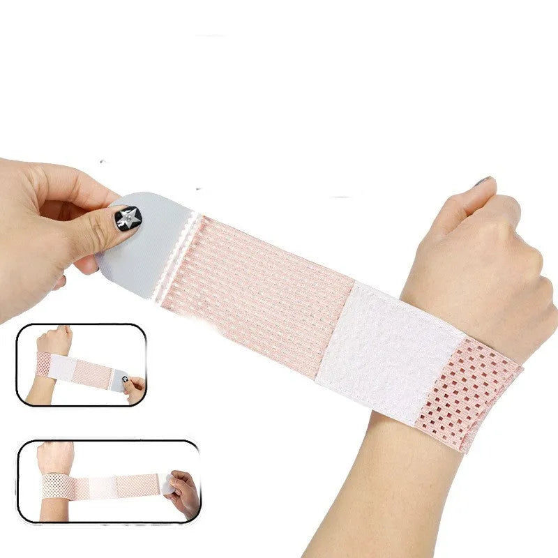 A black elastic breathable wristguard with an adjustable strap, designed for gym and weightlifting.