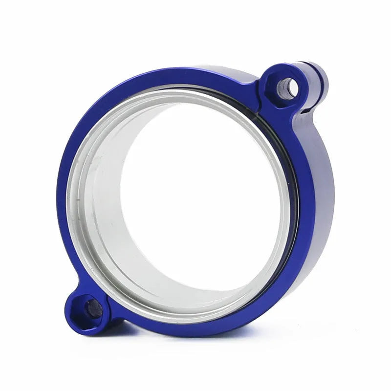 Aluminium fixed movement clamp for turbo exhaust downpipes in black blue red colours