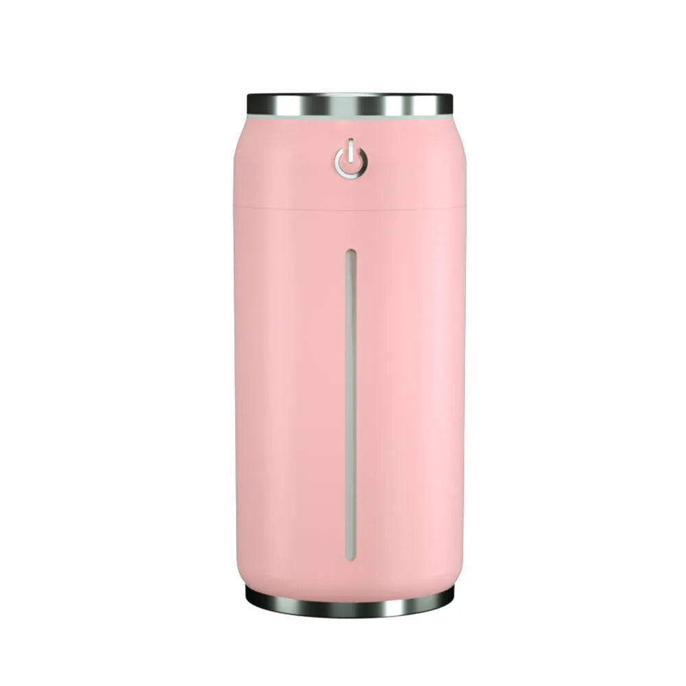 220ml USB car humidifier in black with 141x64x64mm dimensions, ABS PP build, mini light and fan included