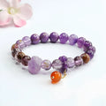 Natural nine purple Amethyst and red agate crystal bracelet with approximately 7-8mm beads