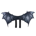 Black cloth bat wings costume for pets with three size options shown