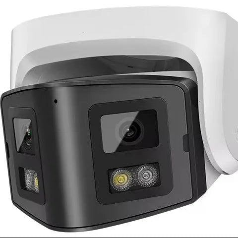 4MP dual-lens panoramic CCTV security camera with IP66 waterproof rating and POE connectivity