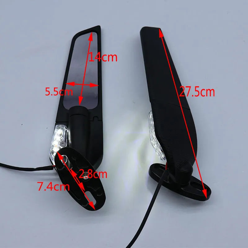 Motorcycle spoiler rearview mirror with convex lens and yellow light made from aluminium alloy