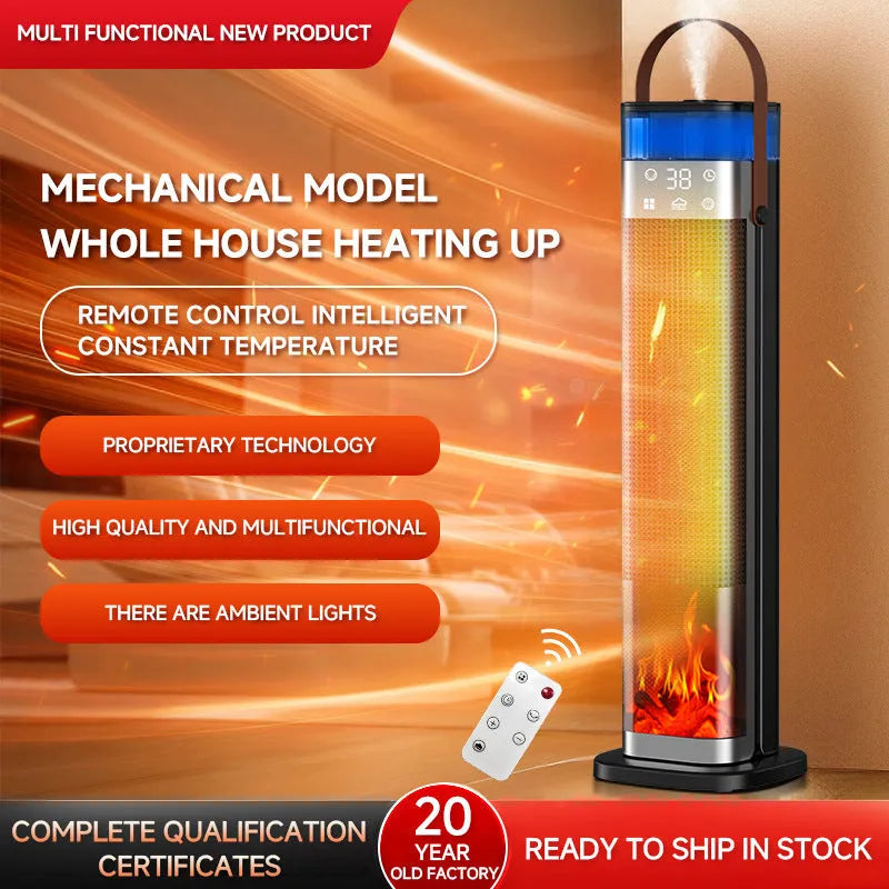 52.6cm tall vertical PTC ceramic heater with humidification remote control for 21-30㎡ rooms