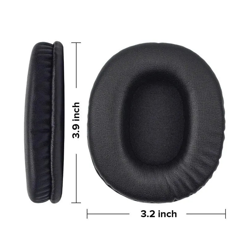 Black soft PU leather replacement headphone cushion covers for Sony 1R over-ear headphones.