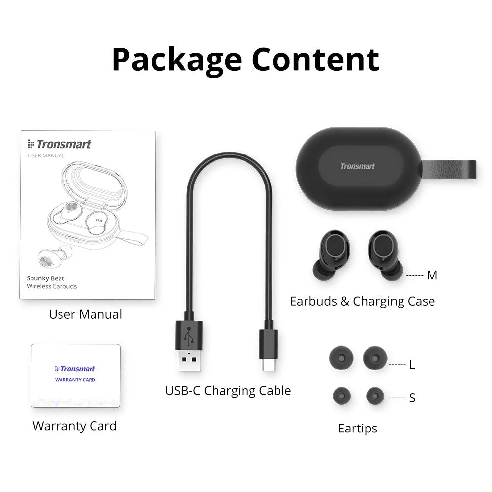 Tronsmart Spunky Beat wireless Bluetooth earphones with touch controls showing SetA and SetB colour options