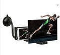 Black mobile phone screen amplifier with 12-inch acrylic lens on adjustable rotating bracket