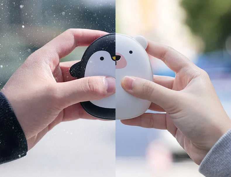 Cartoon penguin and polar bear USB rechargeable electric hand warmer with double-side heating