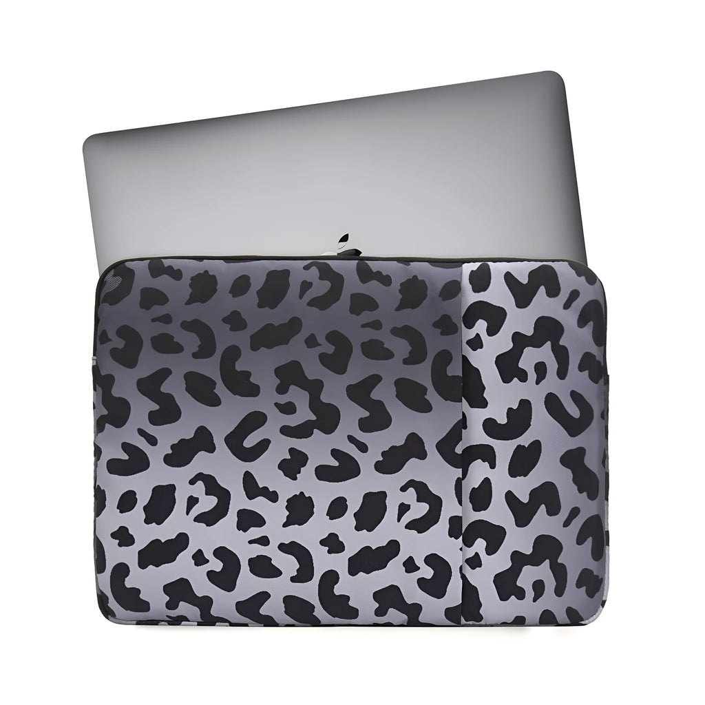 Leopard print laptop sleeve with waterproof lining for 13 to 16 inch laptops