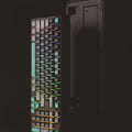 Luminous desktop computer keyboard with three-colour backlighting and mechanical feel keys