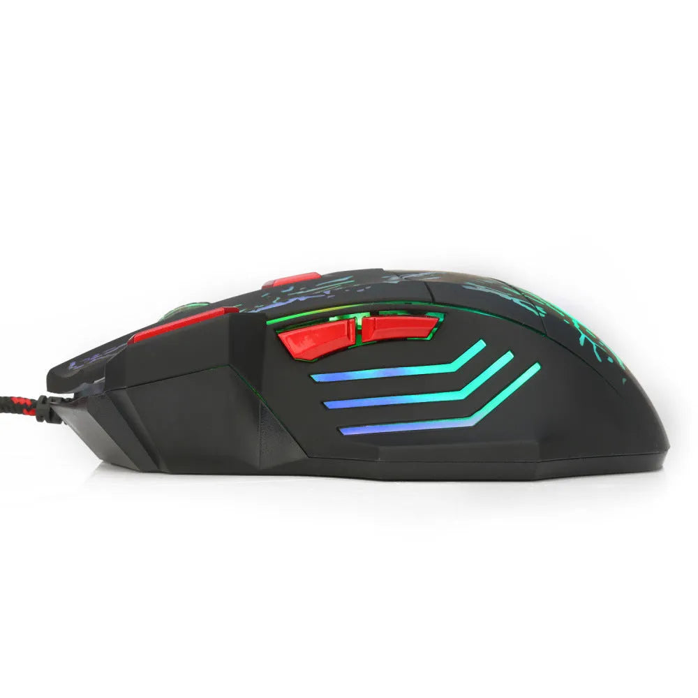 Water Crack design gaming mouse with colourful luminous effects and black H300BK colour