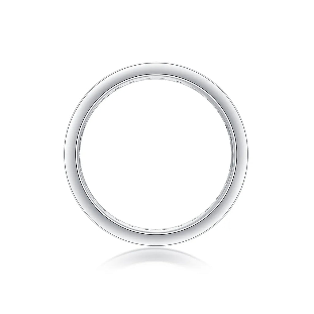 Moissanite star ring with S925 silver platinum-plated band, under 0.1 carat, size 6, showing star-cut stone in gift box