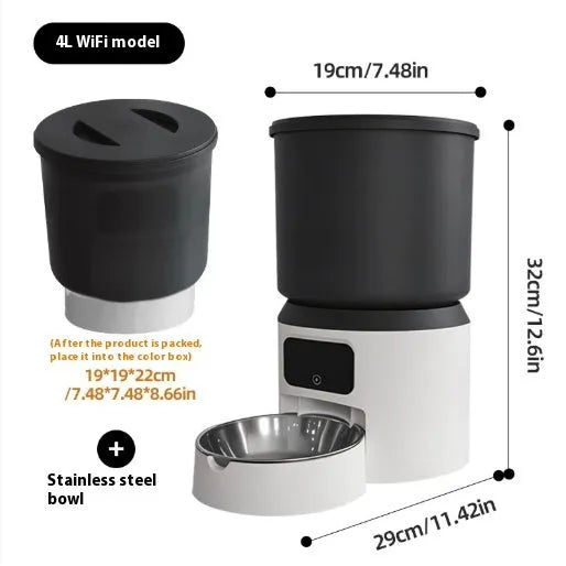 4L smart pet feeder with WiFi remote scheduling and video monitoring camera