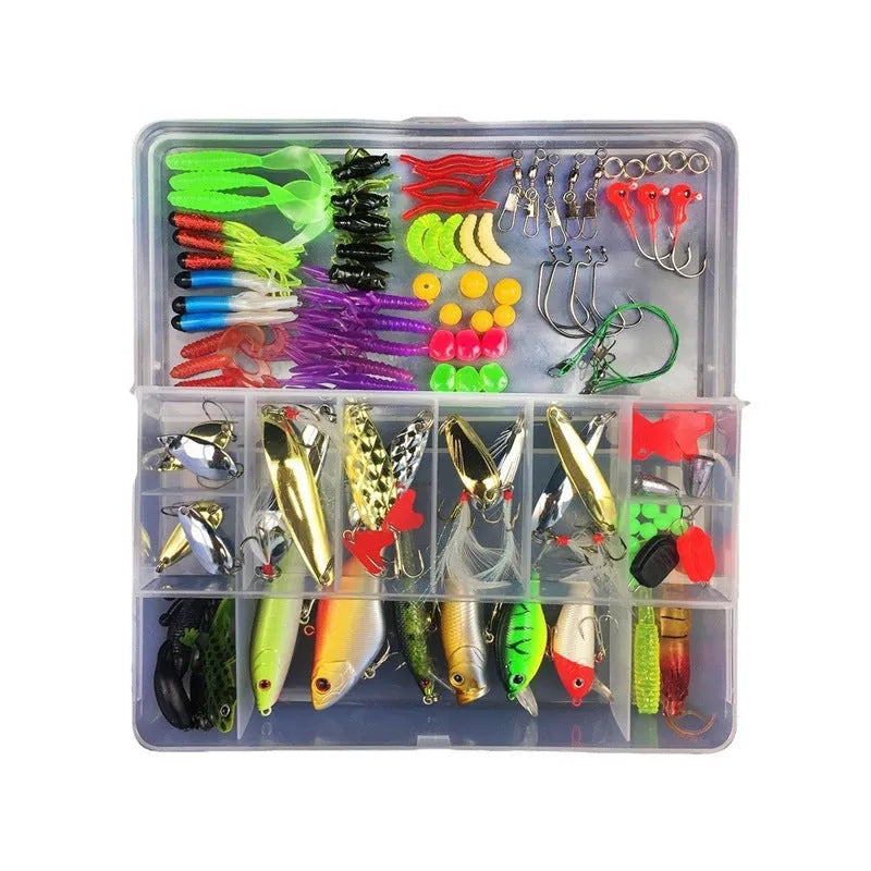 Junior fishing lure set in polypropylene box with multiple size options for freshwater angling