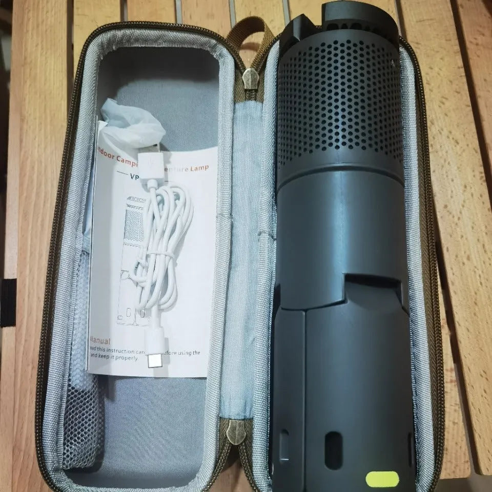 Portable camping LED light with button switch in creamy white and dark grey colour options