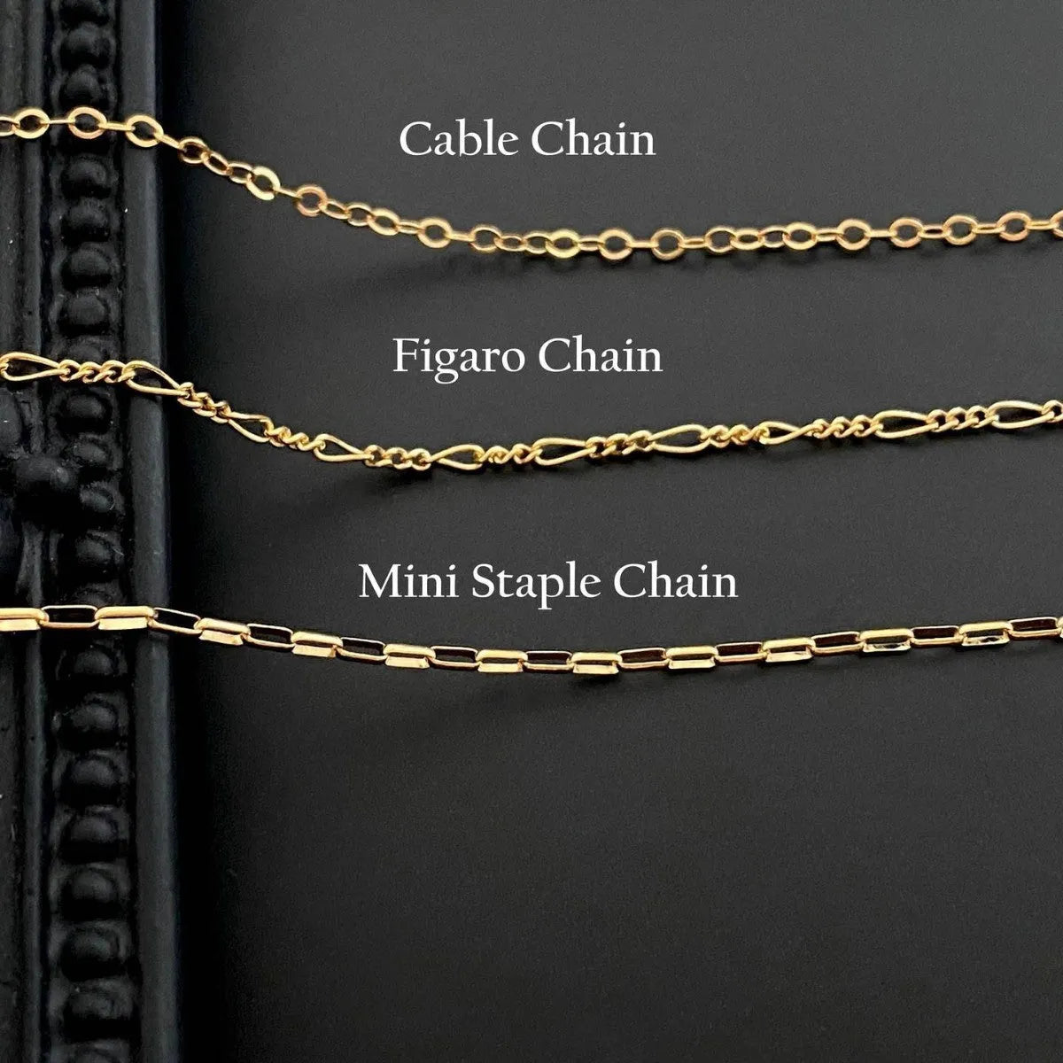 Ghost pendant necklace with twisted stainless steel chain, shown in available chain style options.
