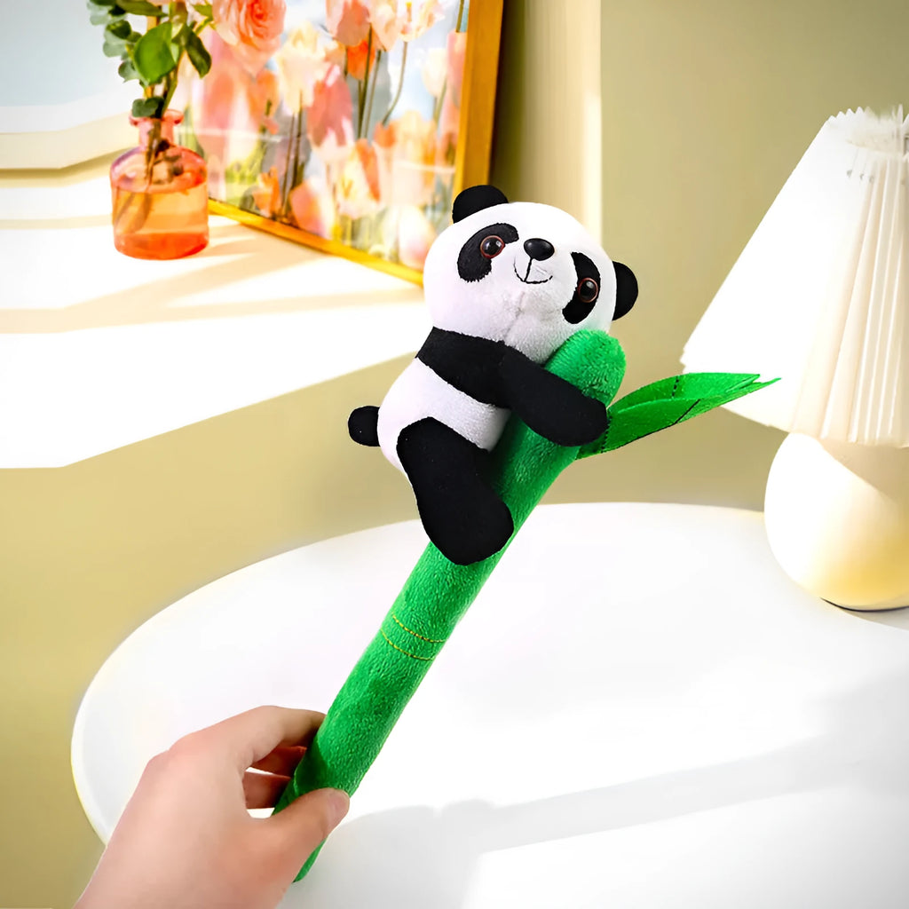 Bamboo panda plush doll ornament 34cm tall holding bamboo style