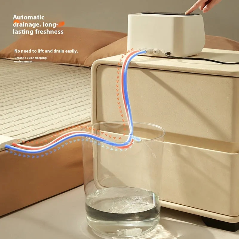 Aideng plush electric water blanket with smart host controller in white, showing two size options.