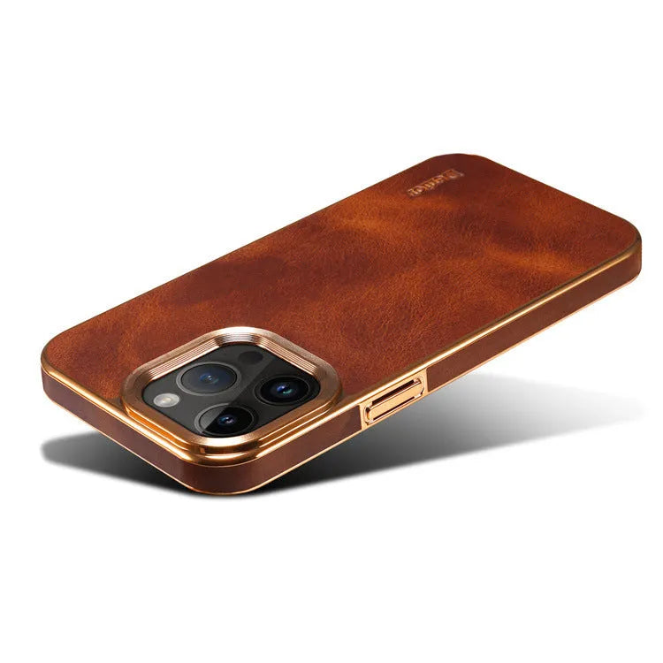 Handmade vintage leather phone case for iPhone with 360 degree protection