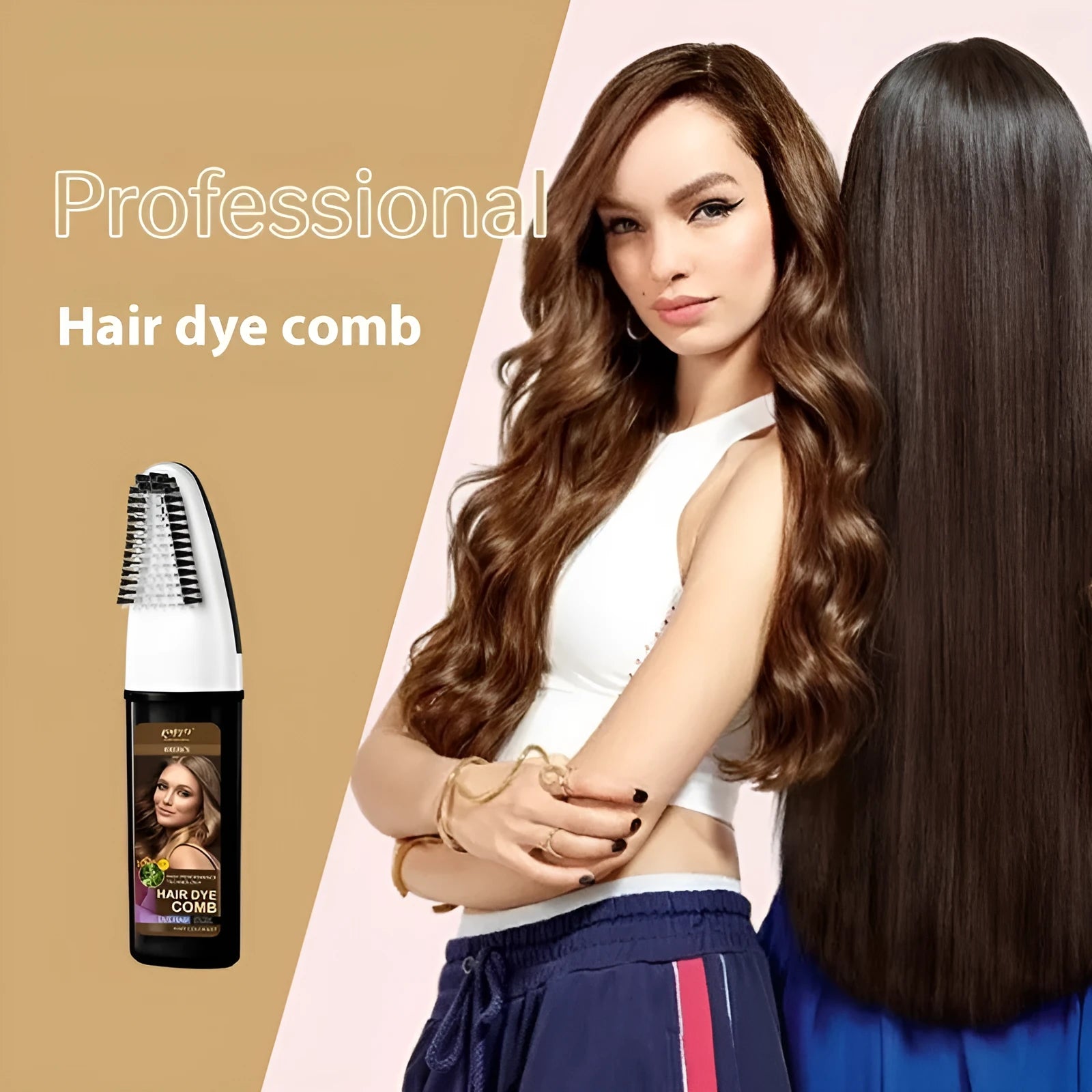 Hair dye cream bottle with comb applicator in black, wine red, dark brown and brown colour options