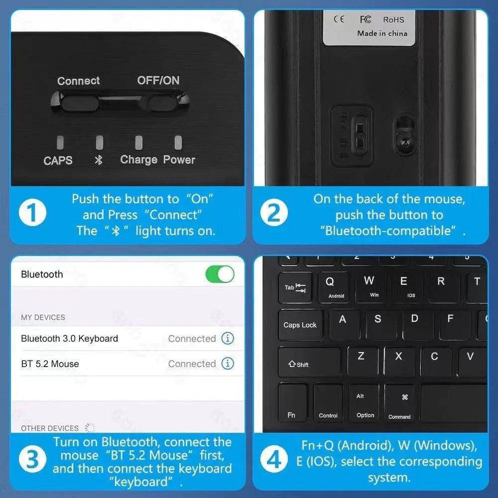 iPad protective leather case with built-in RGB backlit Bluetooth keyboard and stand in black colour