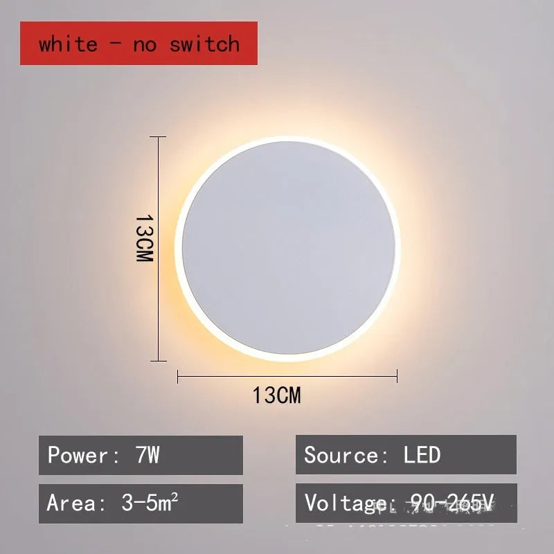 Round 13cm Nordic wall lamp in black finish with warm light