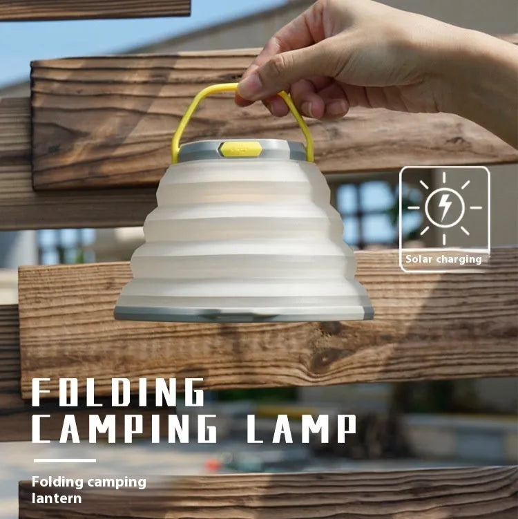 White plastic camping lamp with large battery capacity for outdoor lighting