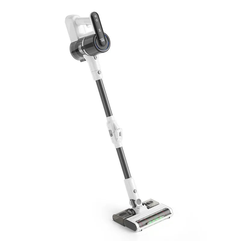 Light gray folding tube handheld vacuum cleaner with USB power and lighting function