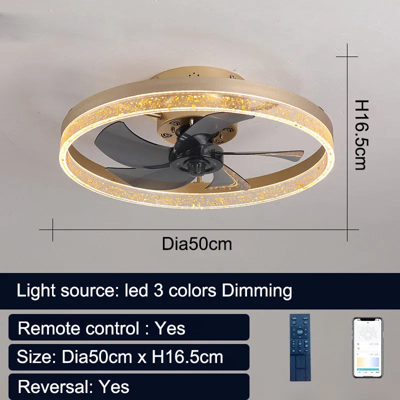 Nordic style ceiling fan with integrated LED light in 50cm diameter with remote control