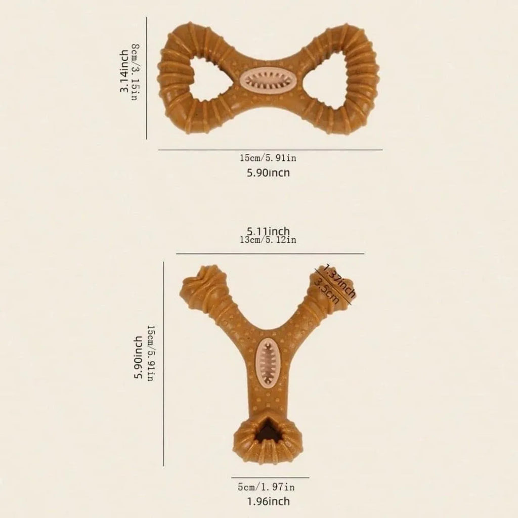 Natural rubber dog chew bone toy in 8-shape and Y-shape options for teeth cleaning and play