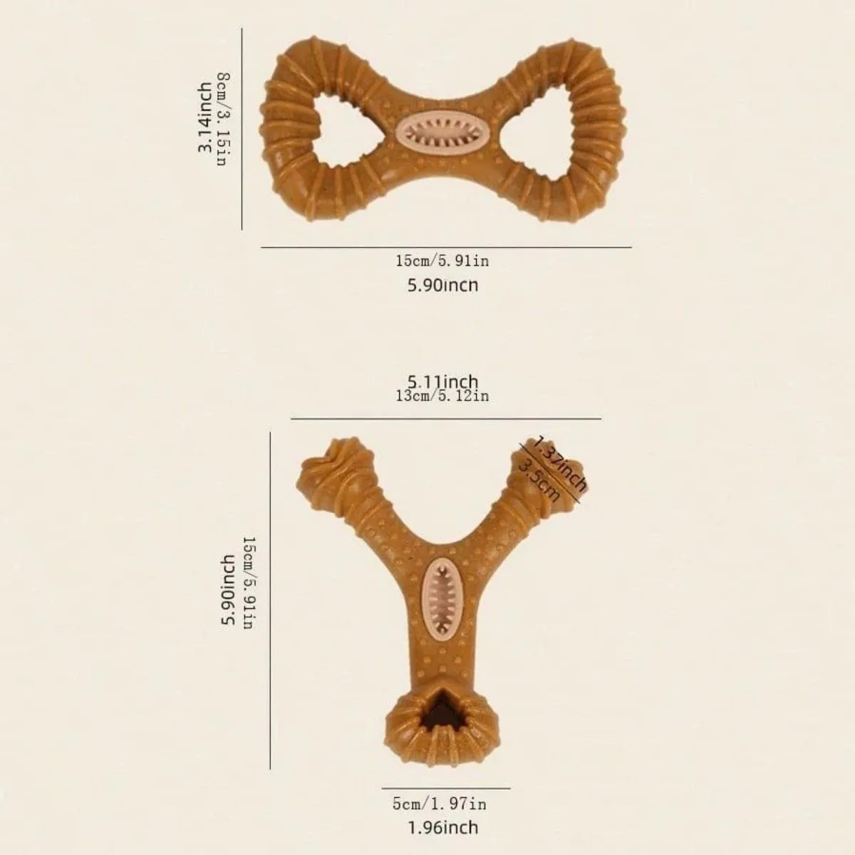 Natural rubber dog chew bone toy in 8-shape and Y-shape options for teeth cleaning and play