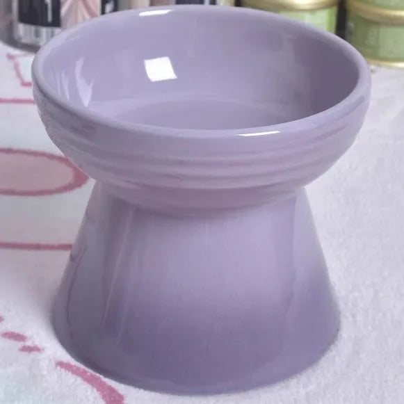 Black ceramic pet bowl with high foot neck protector design for anti-tumble feeding