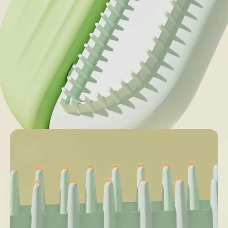 Blue pet grooming comb with integrated water tank for dogs and cats.