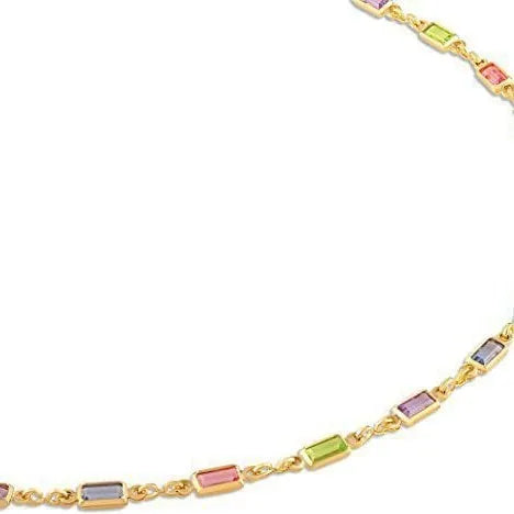 Ladies' geometric crystal necklace with alloy chain and glass pendant on model