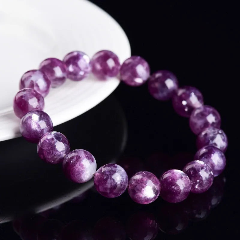Purple pink crystal bracelet with geometric polished beads in unisex Korean style