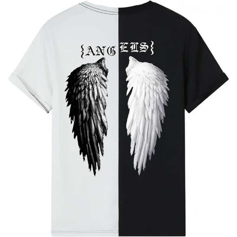 Men's grey printed short-sleeved sports T-shirt showing digital print design on flat mop cloth fabric