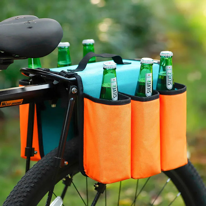 Bicycle double-sided drink bag with 2L capacity in black, blue orange, or orange colour options