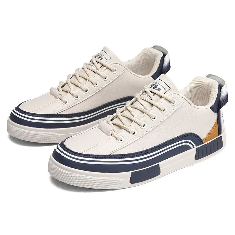 Men's breathable mesh casual shoes with canvas upper in beige and white-green colour options