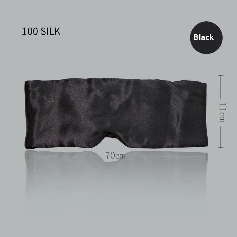 Mulberry silk sleep mask in black on a neutral background.
