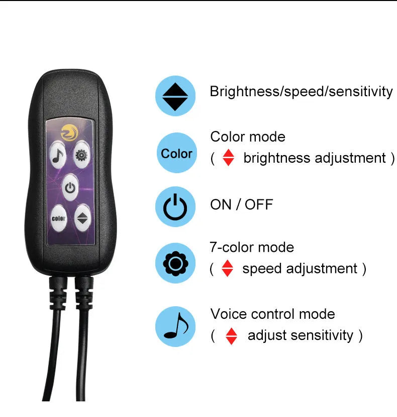 USB-powered flexible LED car ambient light strip for colour-changing dashboard and centre console decoration