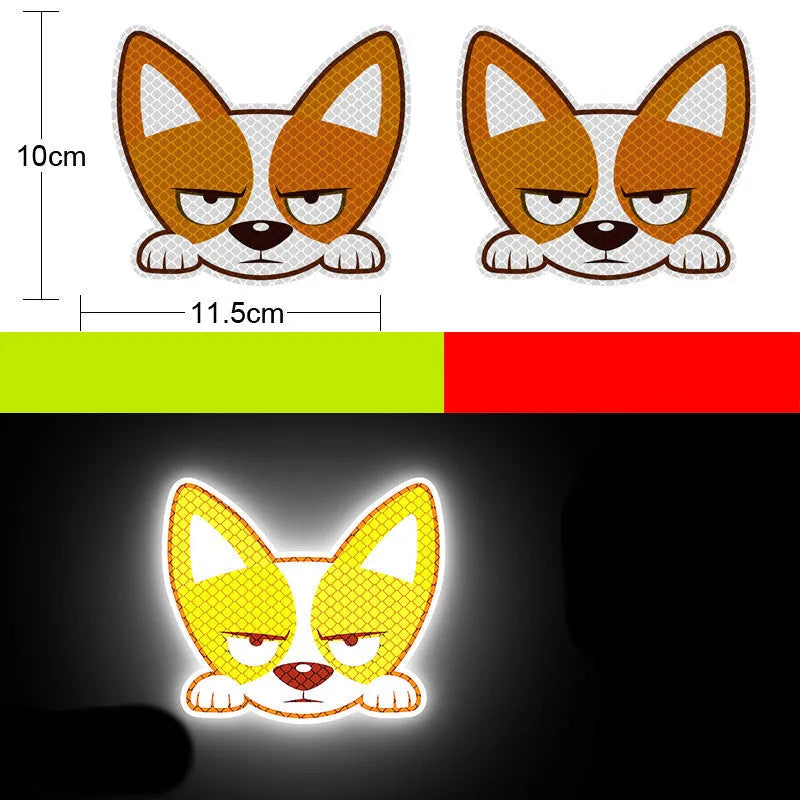 Reflective vehicle warning sticker with diamond reflective film measuring approximately 9x5cm