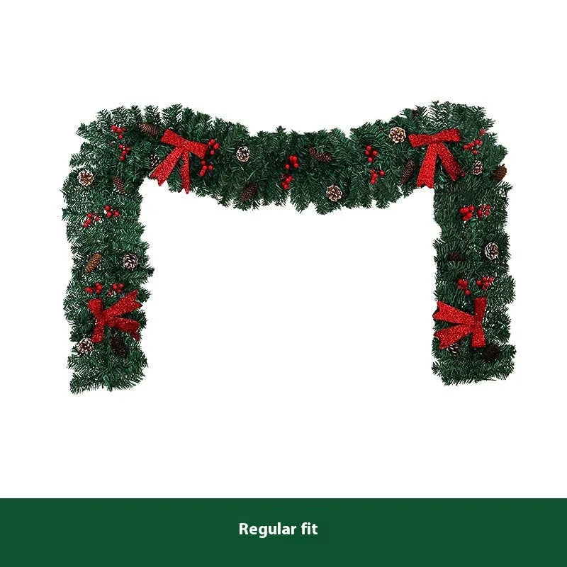 European style rattan pine cone bow Christmas cane decoration with PVC construction