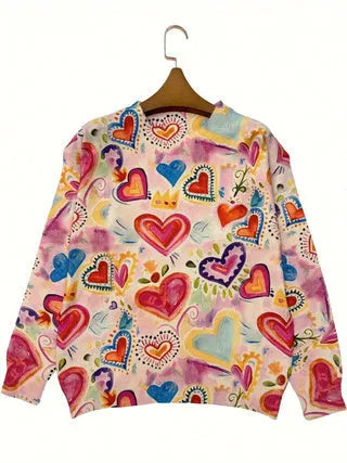 Loose fit lapel collar printed shirt in polyester fabric available in nine sizes